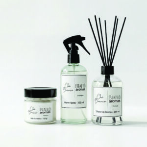 Kit- Difusor, Home Spray e Vela Aromática- Chá Branco