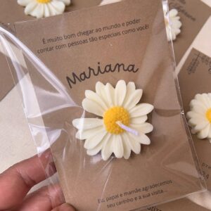 10- Velas Margarida 20 gramas- 5x1 cm ( aroma chá branco)