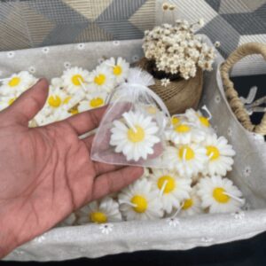 10 Lembrancinhas Vela Margarida- Aroma Chá Branco C/saquinho